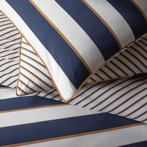 LEVASSEUR Nolwenn parure de lit coton bleu 260x240cm rayures