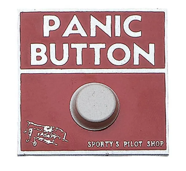 Sporty's Panic Button autocollant acier cockpit 3,7 cm