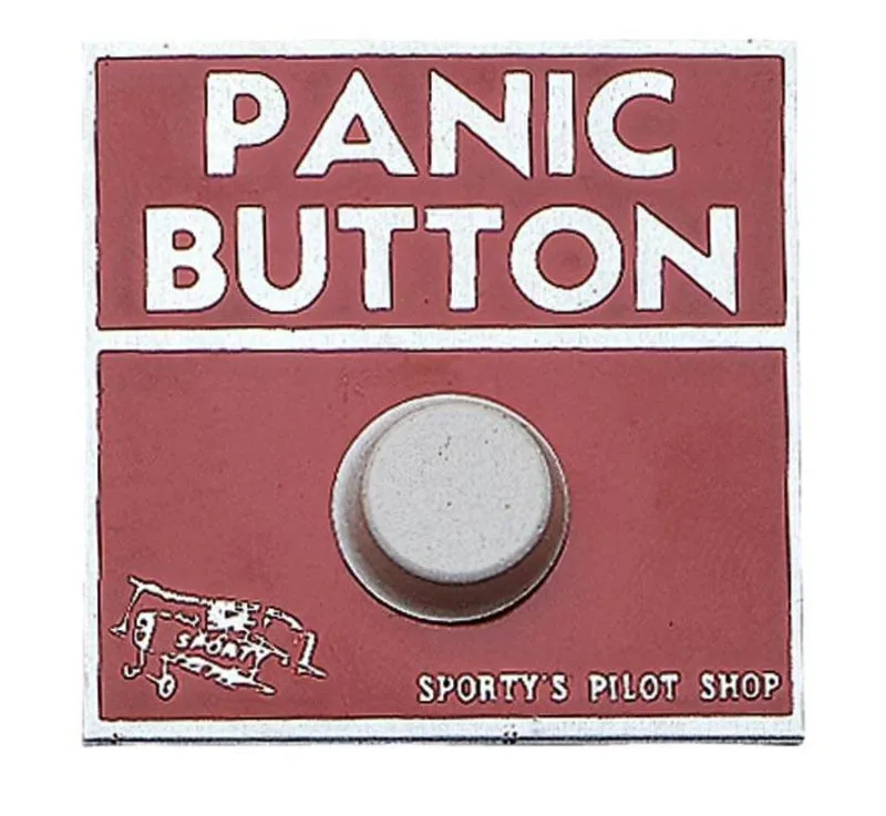 Sporty's Panic Button autocollant acier cockpit 3,7 cm