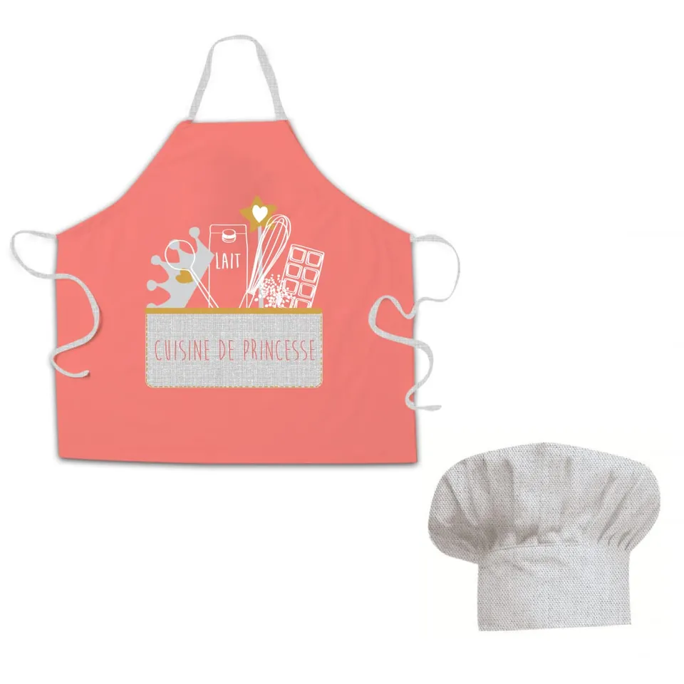 LEVASSEUR Cuisine & Table Rose Lot tablier 55x55cm + toque kids
