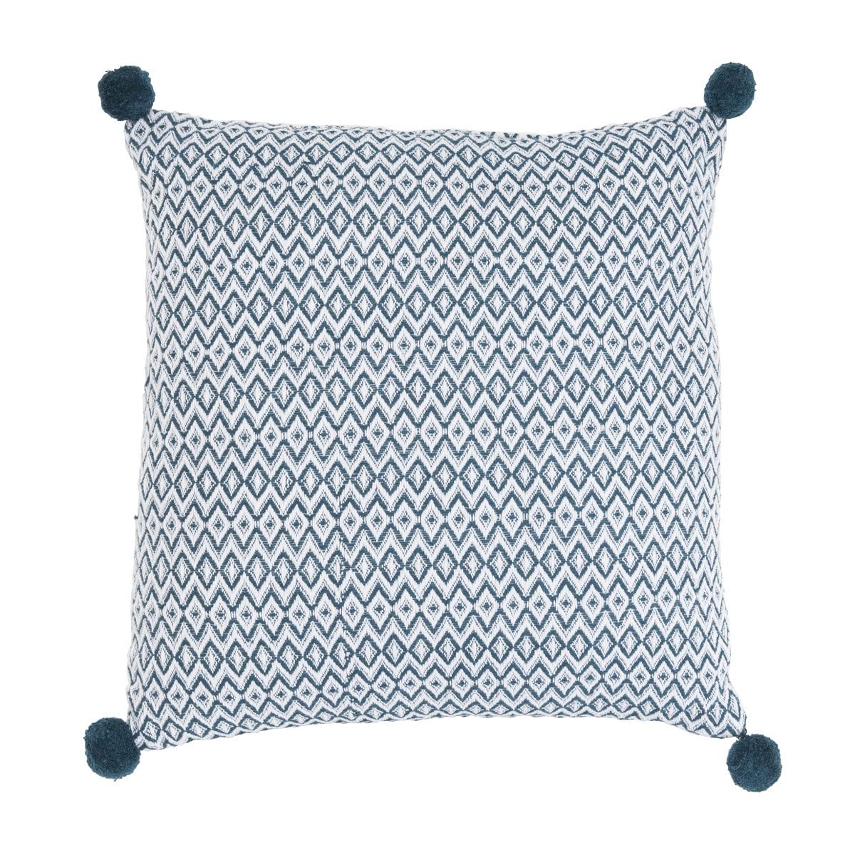 LEVASSEUR Salon & Chambre Holi Coussin pompons 40x40cm bleu