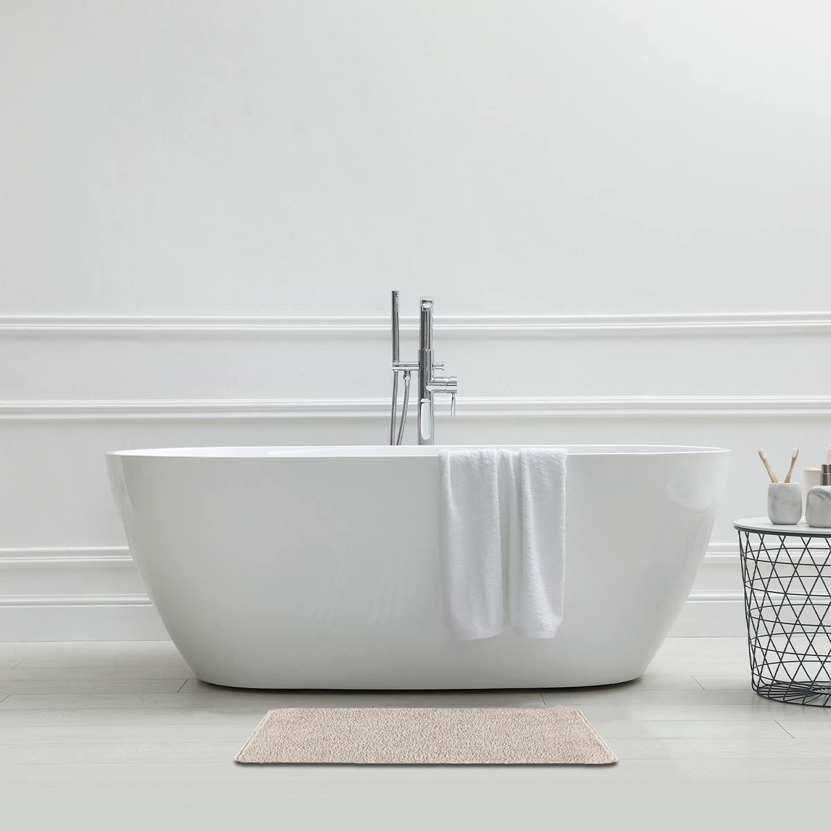 Levasseur Polynésie lot 2 tapis de bain écru 50x80 antidérapant