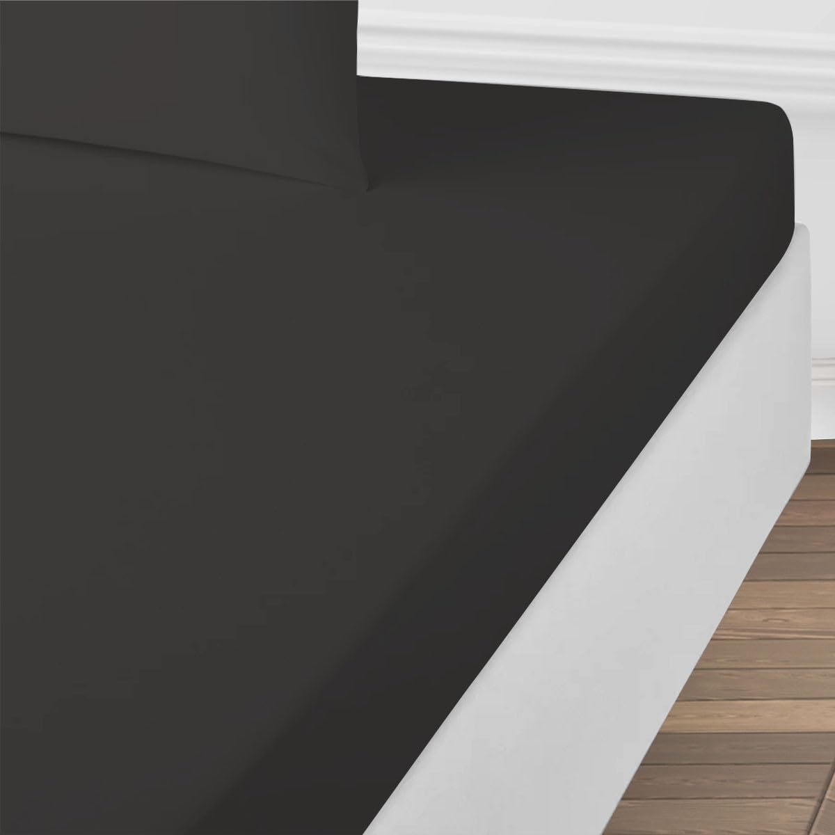 LEVASSEUR drap housse coton anthracite 160x200cm 100% coton
