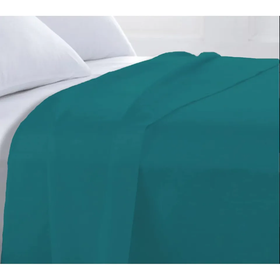LEVASSEUR Linge de lit drap plat 270x310cm bleu pétrole coton