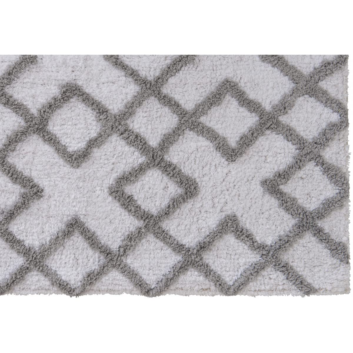 LEVASSEUR Sol Croisy tapis coton blanc 50x80cm losanges
