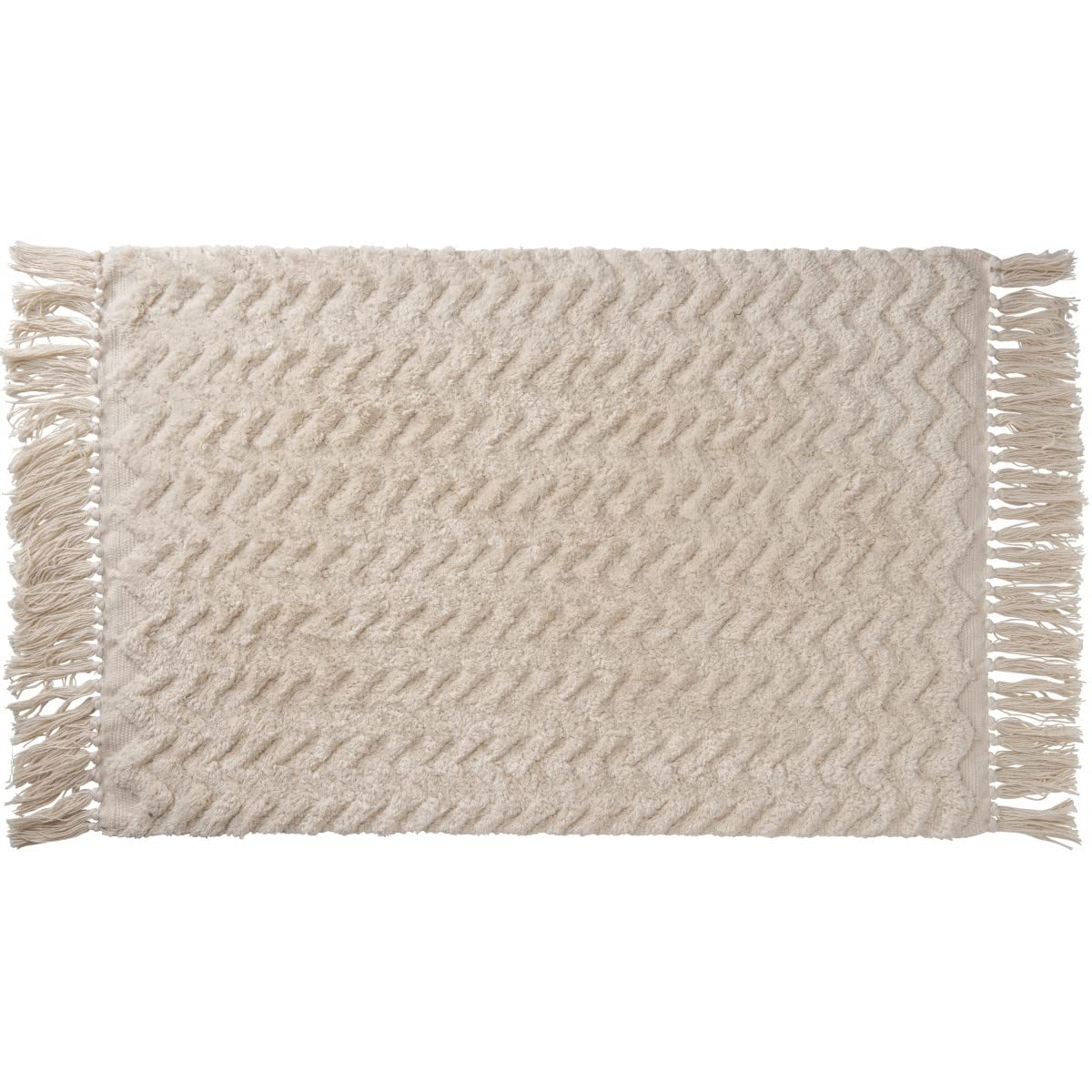LEVASSEUR Salle de bain tapis de bain coton franges 50x80cm