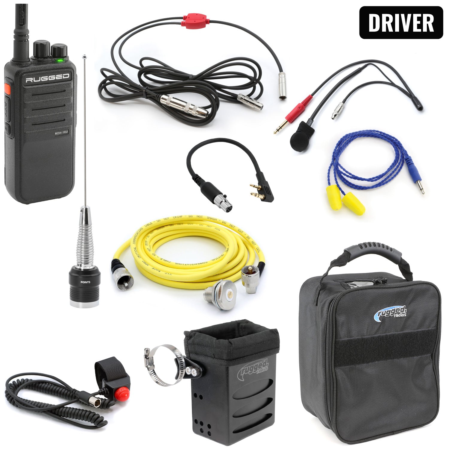 Rugged Air Intercoms Kit NASCAR RDH16 UHF kit pilote piste longue
