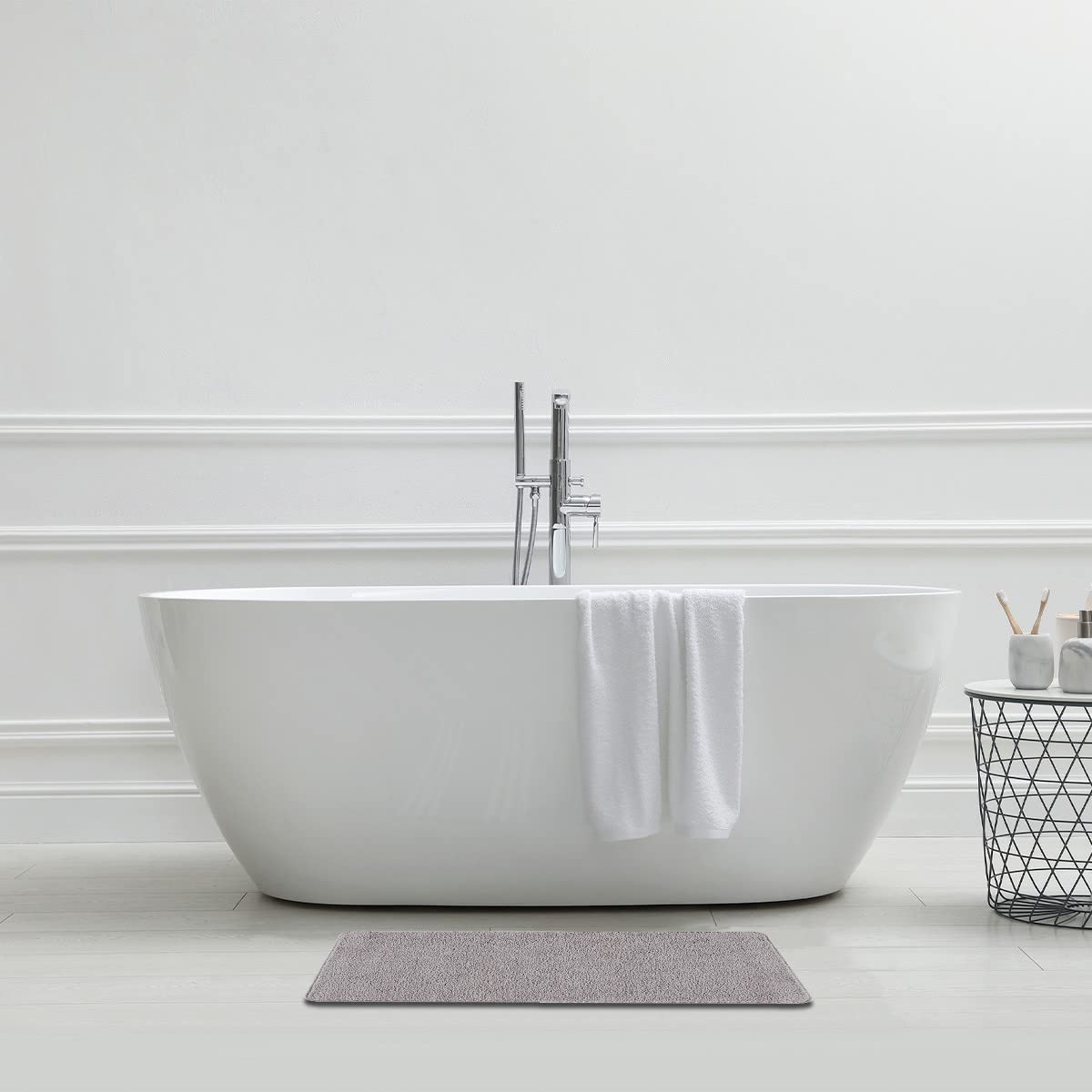 Levasseur Polynésie lot 2 tapis de bain gris 50x80 antidérapant
