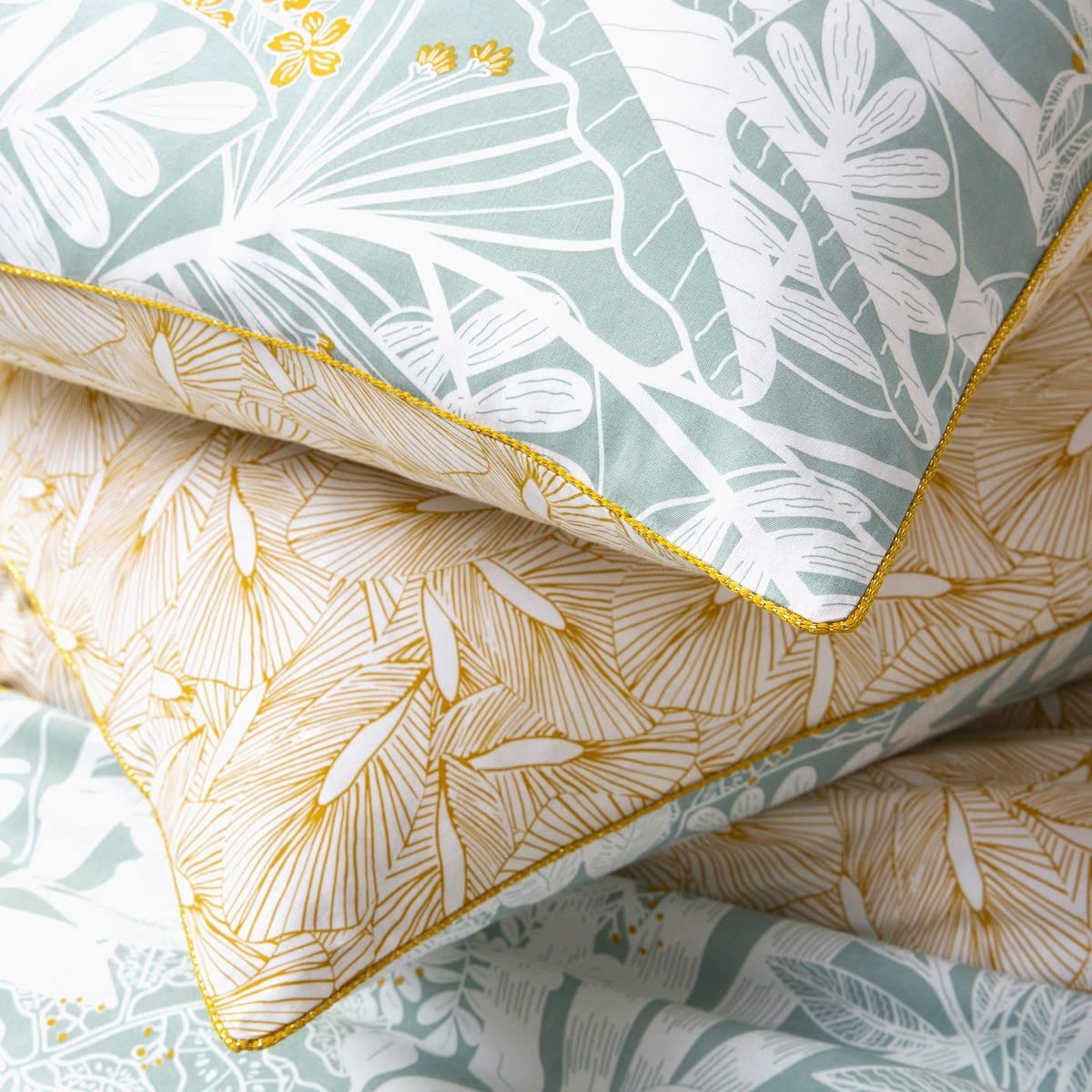 Levasseur Feroe Parure lit coton jaune curry 240x220cm