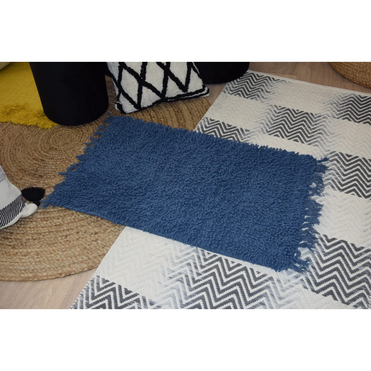 Levasseur Salle de bain Shaggy tapis de bain marine 50x70cm