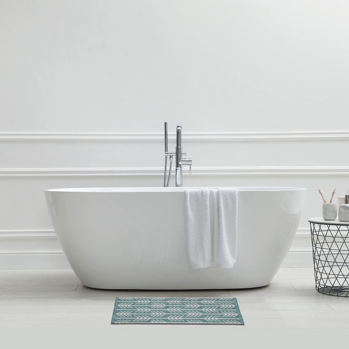 Levasseur tapis de bain coton tissé vert réversible 50x80cm
