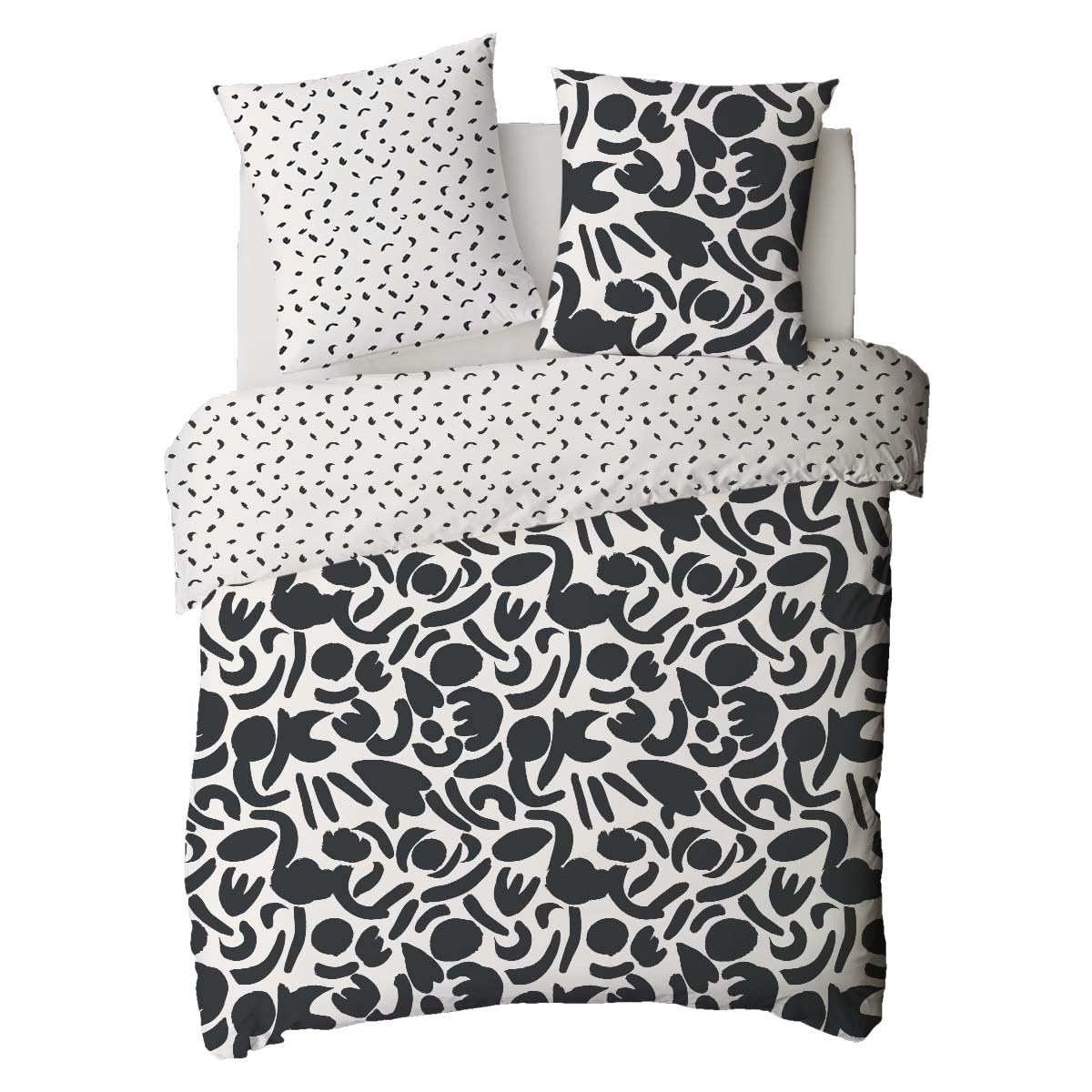 LEVASSEUR Linge de lit Maori parure coton 240x220 noir 57 fils