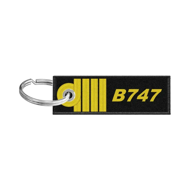 La Boutique du Pilote porte-clés flamme B747 commandant de bord noir
