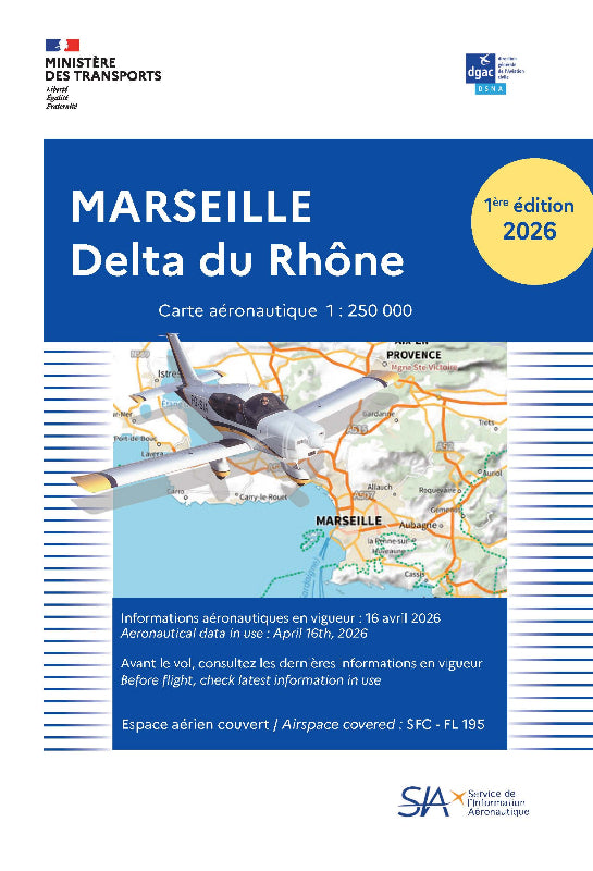 SIA Marseille Delta du Rhône carte VFR 2026 1/250 000