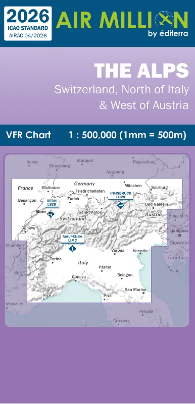 Editerra Air Million Alpes 2026 carte aéronautique 1/500 000