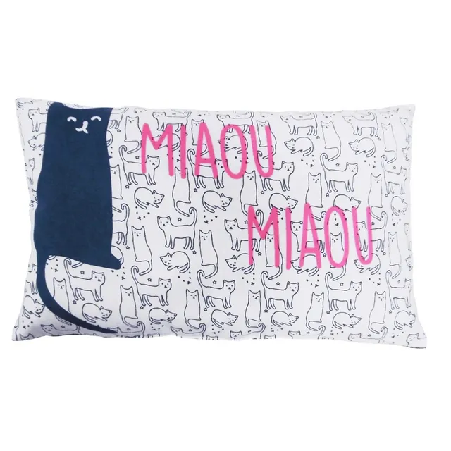 LEVASSEUR Kids Miaou Coussin enfant chat coton 30x50cm