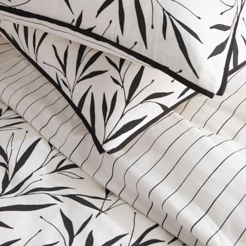 Levasseur Nina Parure lit coton blanc 240x220cm feuillage