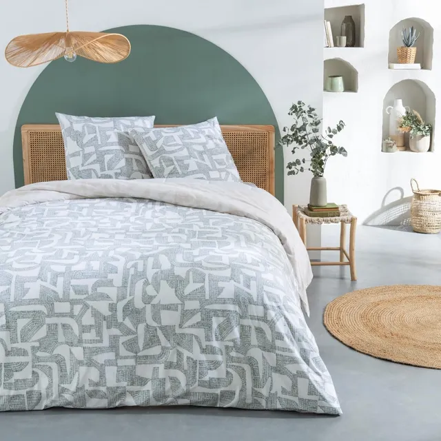 Levasseur Linge de lit Maya parure de lit coton vert 240x220
