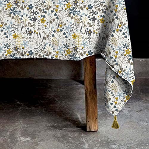 LEVASSEUR Happy Flower nappe coton blanche fleurs 150x250cm