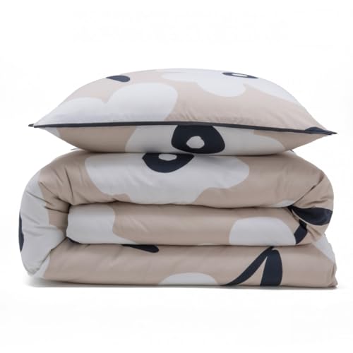 Levasseur Linge de lit Lena parure coton beige fleur 240x220