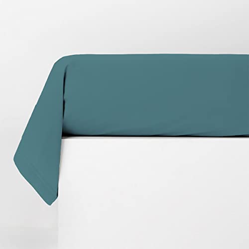 Levasseur Linge de lit Taie traversin 85x185cm bleu pétrole coton