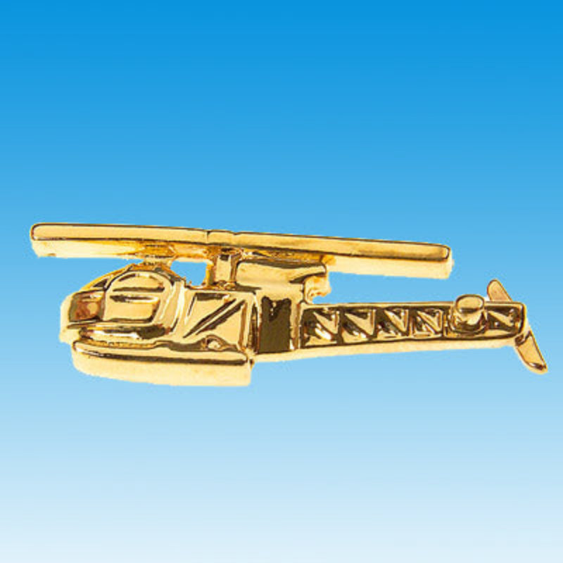 La Boutique du Pilote Alouette II pin's hélicoptère doré 2,5 cm