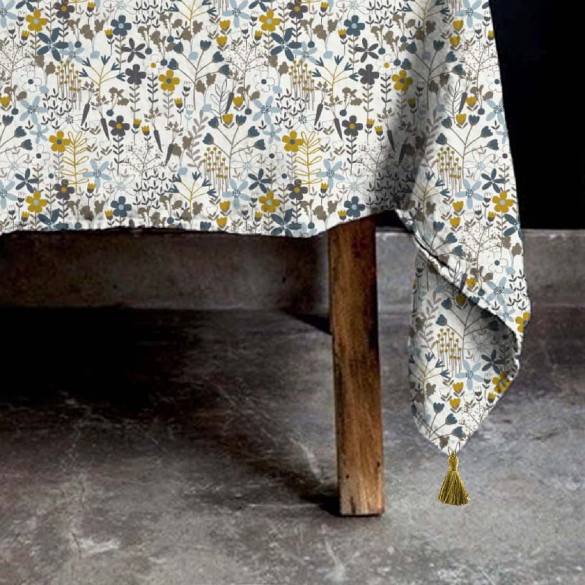 LEVASSEUR Happy Flower nappe coton blanche fleurs 150x250cm
