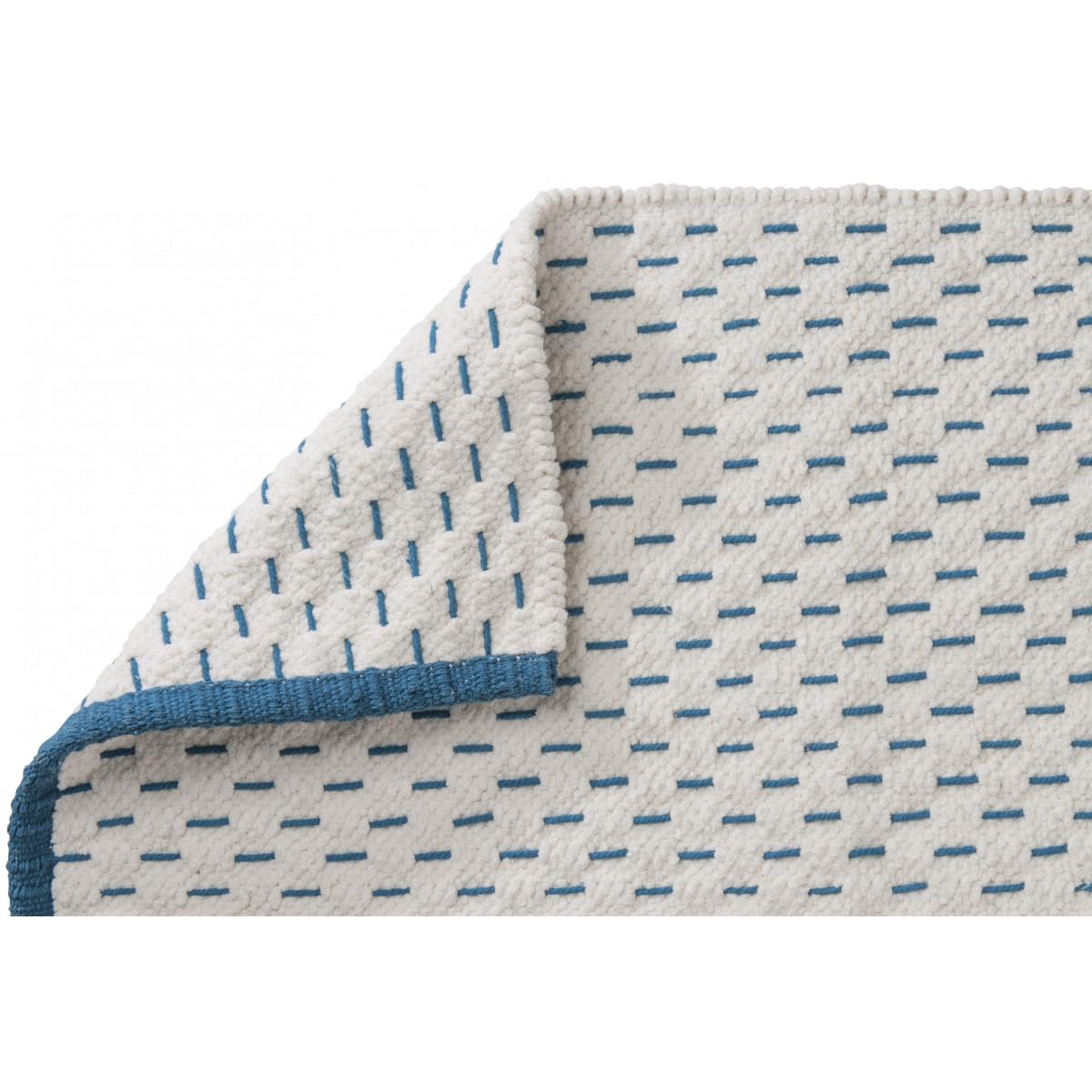 Levasseur Camino Tapis Coton 50x80 cm Pétrole Réversible