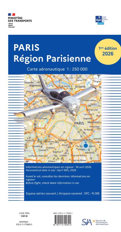 La Boutique du Pilote Carte VFR Région Parisienne 2026 SIA 1/250 000