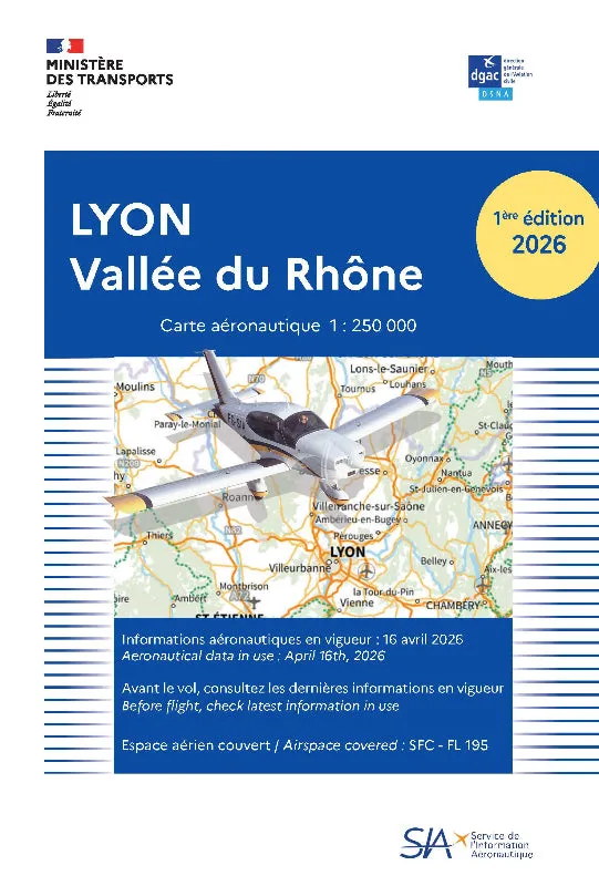 La Boutique du Pilote Lyon Vallée Rhône carte VFR 2026 1/250 000