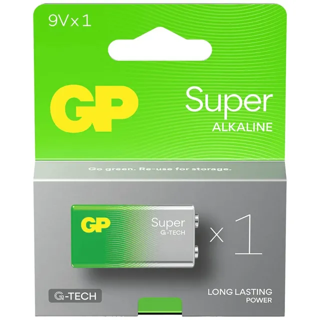 GP Super G-Tech 6LR61 pile alcaline 9V non rechargeable