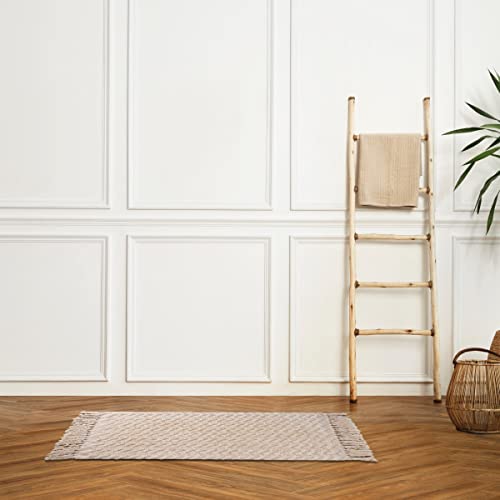 LEVASSEUR Salle de bain tapis de bain coton franges 50x80cm