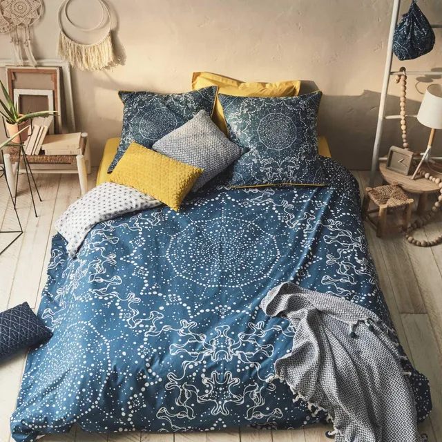 Future Home Méditerranéen parure de lit coton bleu 260x240 cm