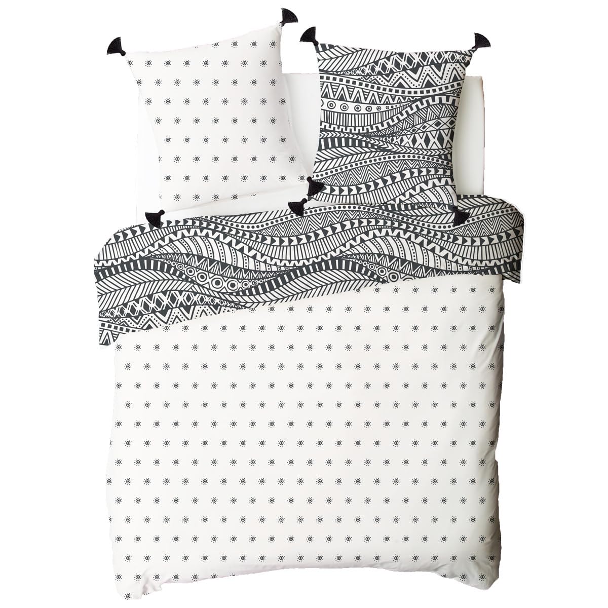 LEVASSEUR Ohana parure de lit coton blanc 260x240cm ethnique