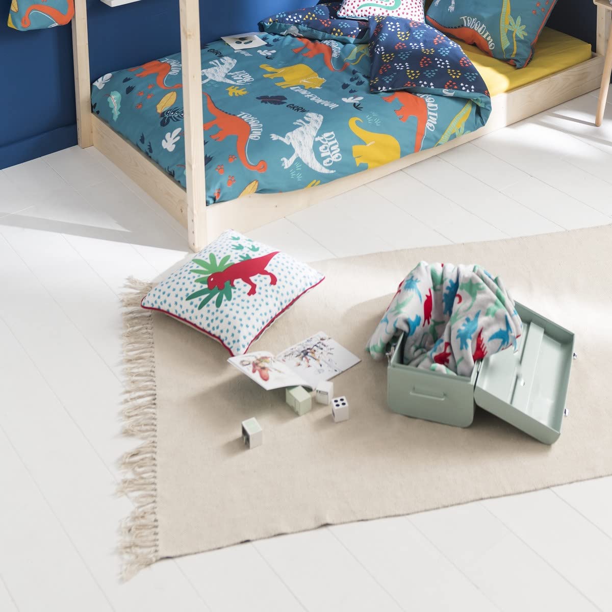 Future Home Kids Plaid Enfant Dino Gris 130x150cm Polyester