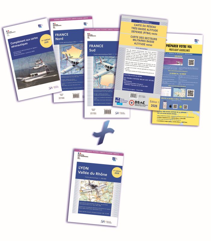 SIA Documents VFR 2026 + carte Lyon plastifiée