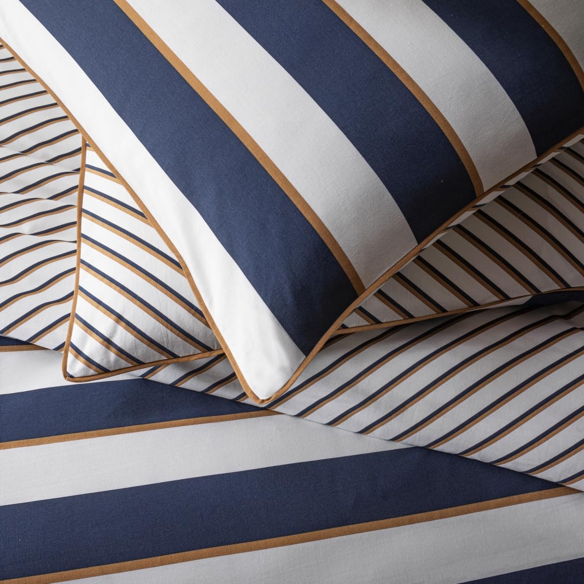 LEVASSEUR Nolwenn parure de lit coton bleu 260x240cm rayures