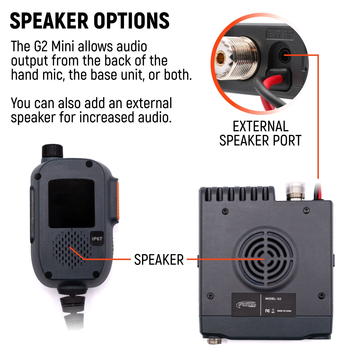 Rugged Air G2 Mini radio mobile GMRS 30W micro LED compacte
