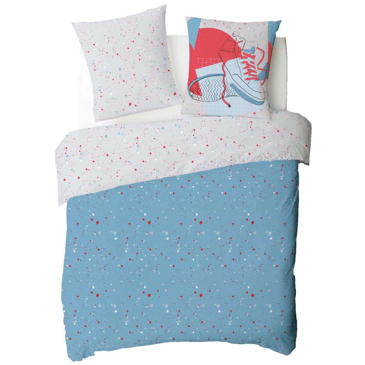 Future Home Cool Parure de Lit Coton Blanc Rouge 140x200cm