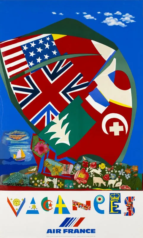 Air France Vacances affiche 100x60cm Roger Bezombes