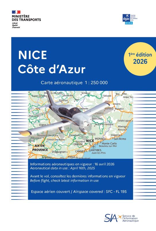 La Boutique du Pilote Cartographie Carte VFR Nice 2026 1/250 000