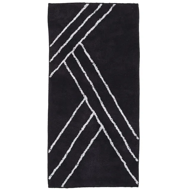 LEVASSEUR Neo Tapis de bain coton noir géométrique 60x120cm