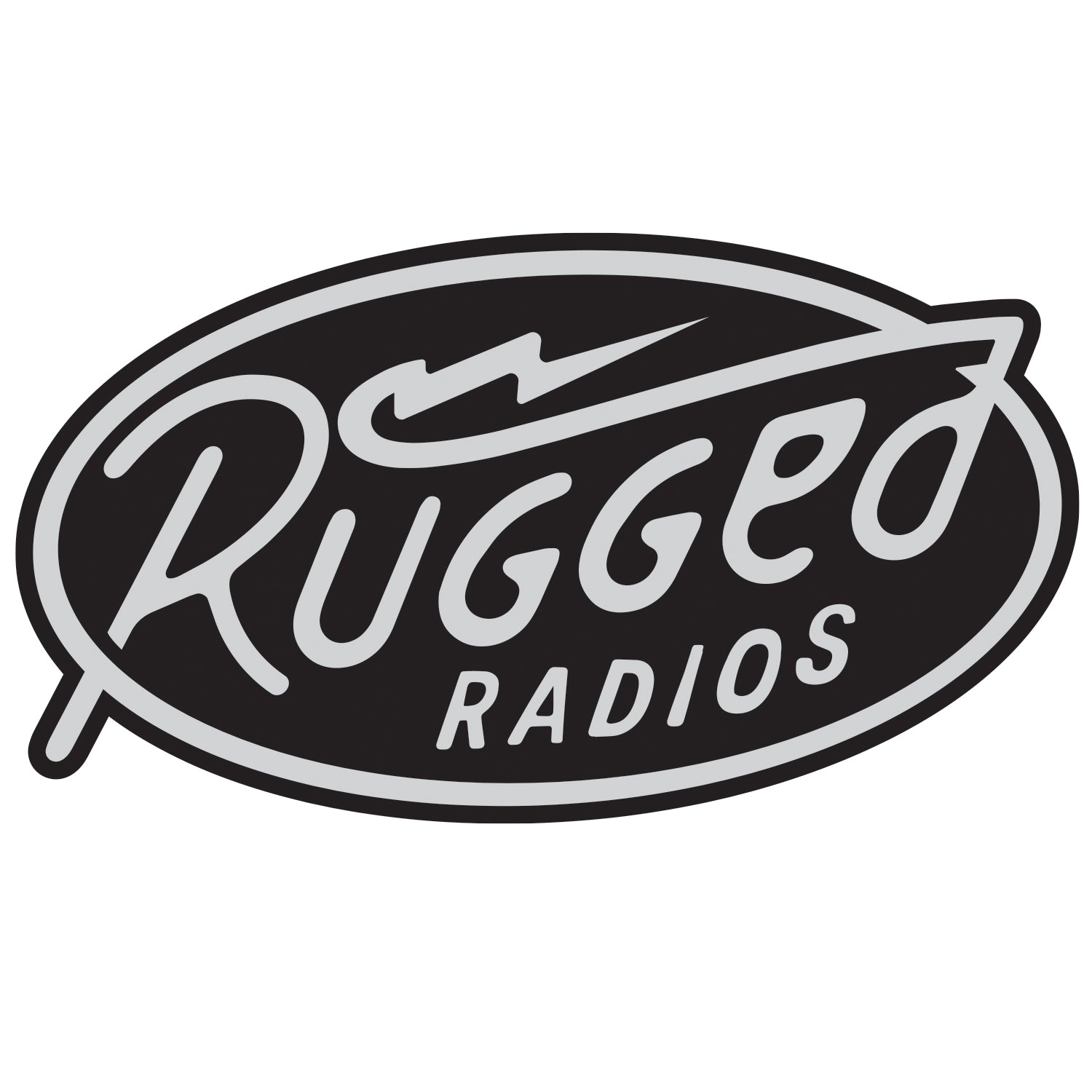 Rugged Radios Bolt sticker autocollant noir 5 pouces