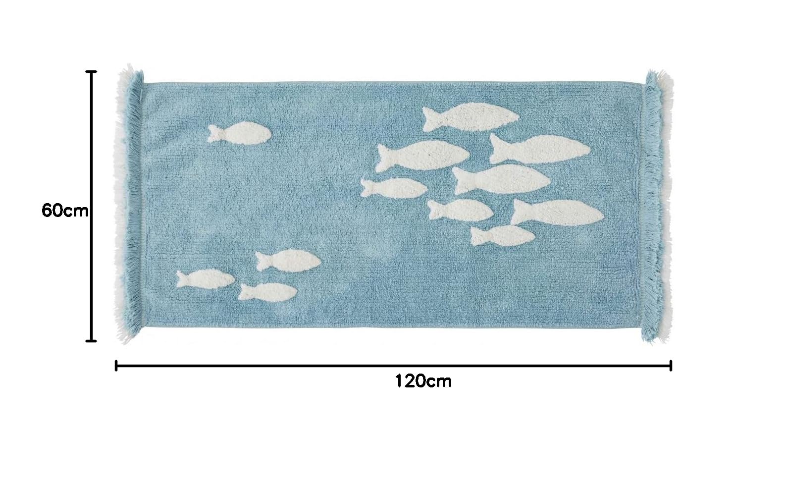 Levasseur Salle de bain tapis coton bleu 60x120 cm glacier