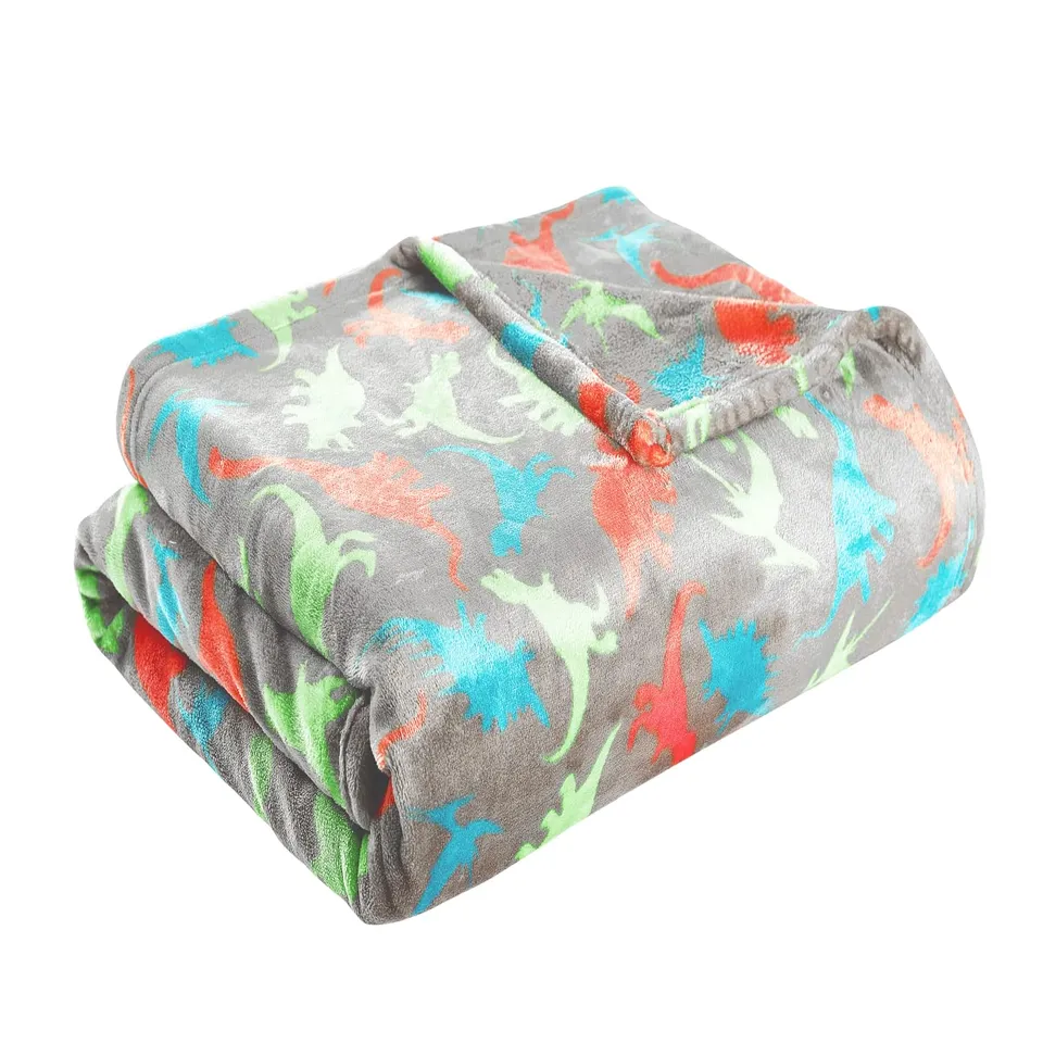 Future Home Kids Plaid Enfant Dino Gris 130x150cm Polyester