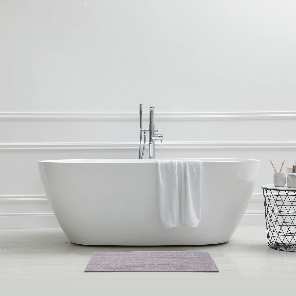 Levasseur Brick Tapis Bain Coton Gris 50x80 cm Tufté