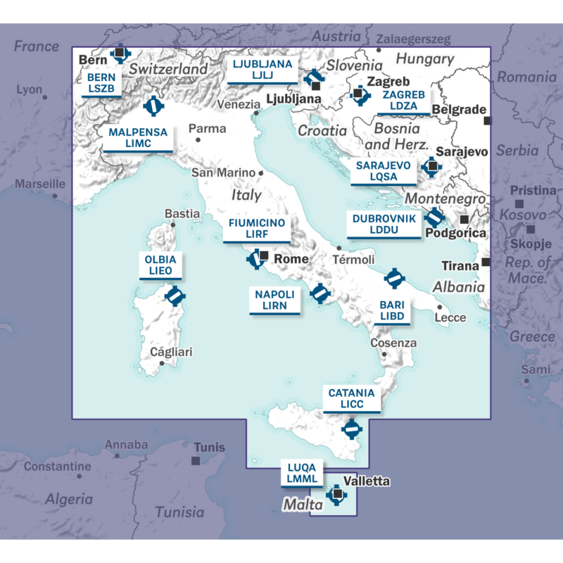 Editerra Air Million carte aéronautique Italie Balkans 2026 1/1M