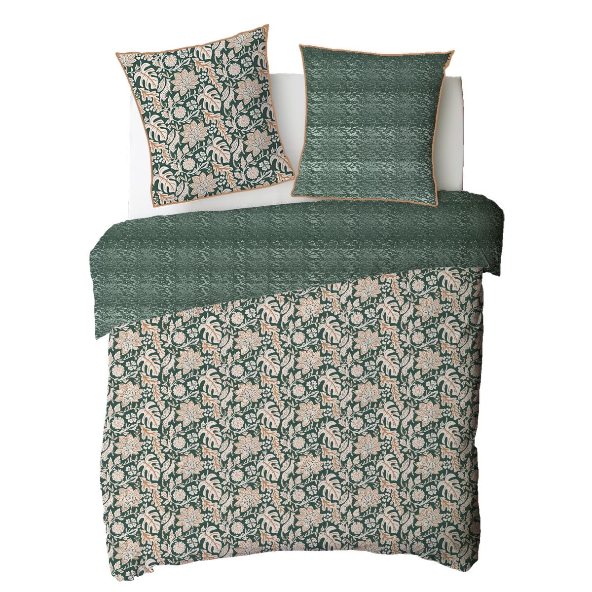 LEVASSEUR parure de lit coton vert 260x240cm floral