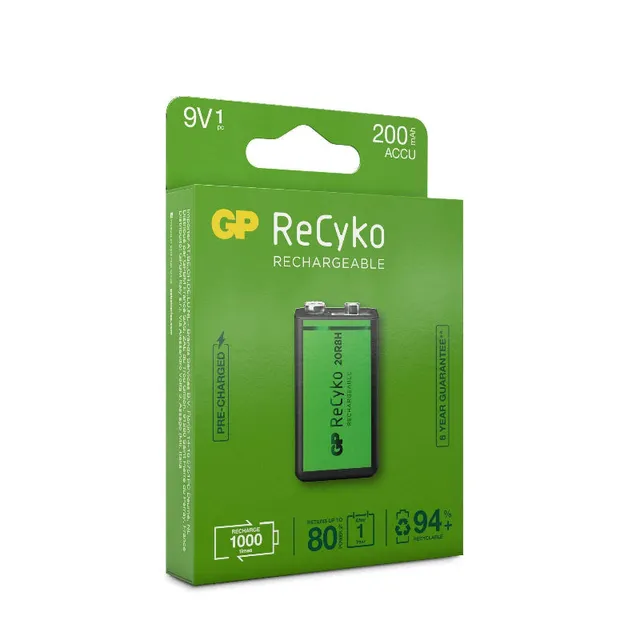 GP ReCyko 9V 200mAh Batterie Rechargeable NiMH Casque Pilote