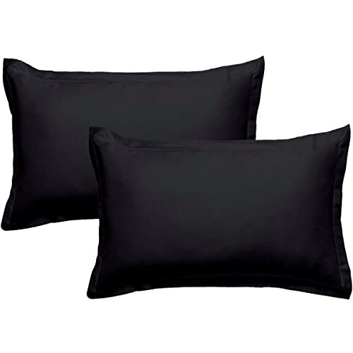 LEVASSEUR Linge de lit taie d’oreiller 50x70 noir lot 2 coton